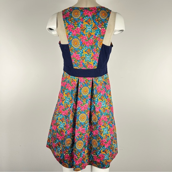 Just B Orange Blue Paisley Sleeveless Mini Flowy Party Dress S - Picture 3 of 11